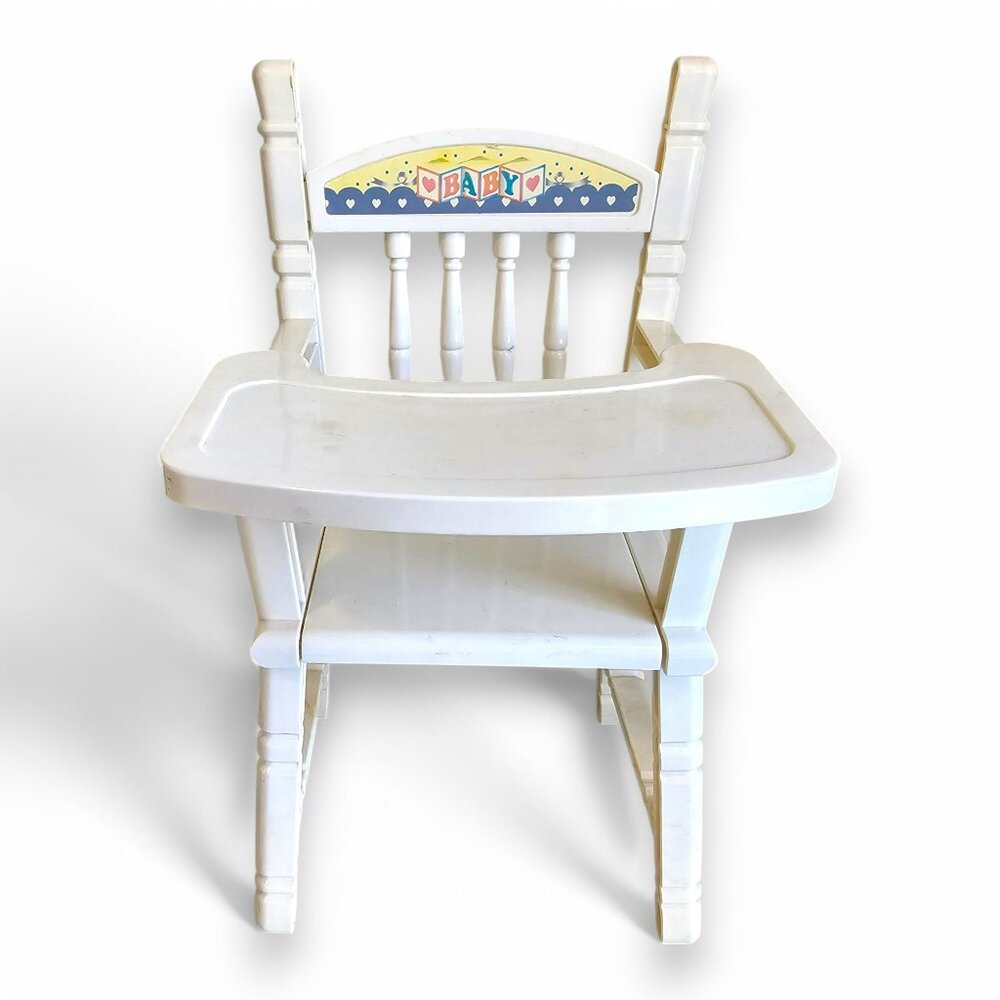 Vintage Baby Doll High Chair Tray Accessory White Plastic Snap In Pieces 11.5"